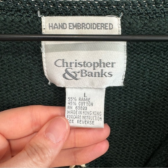 VTG Christopher & Banks Womens Hand Embroidered Christmas Tree Cardigan Gorpcore - Picture 4 of 9